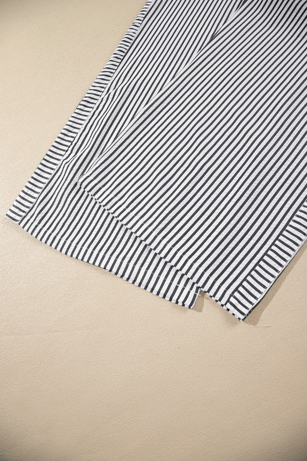 Black Stripe Plus Size Tie Waist Loose Pants