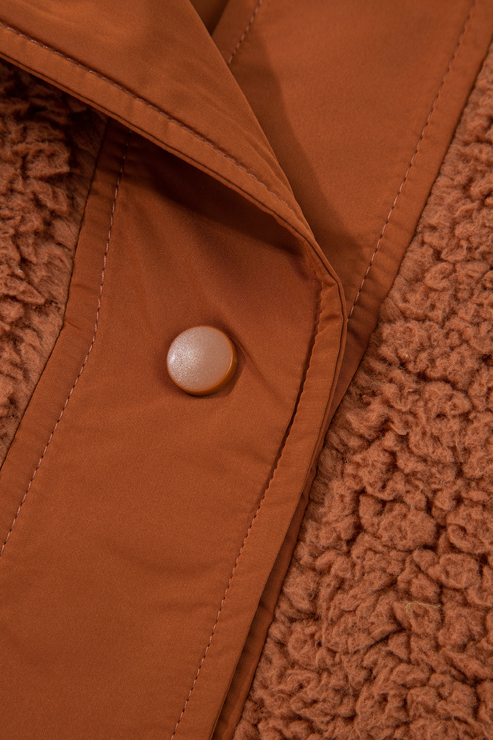 Cinnamon Faux Fur Snap Button Front Knot Side Plush Vest with Pockets