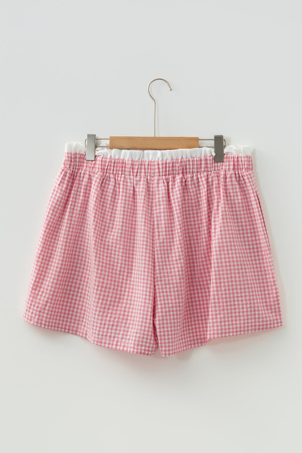 Khaki Contrast Trim Plaid Print Plus Size Shorts